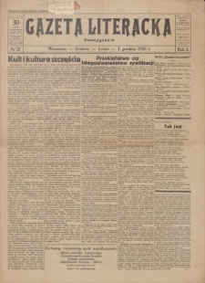 Gazeta Literacka : dwutygodnik. R. 1, 1926, nr 21, 1 XII