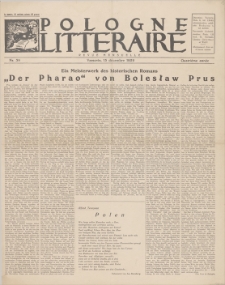 Pologne Litteraire : revue mensuelle. A. 4, 1929, nr 39 (15 décembre)