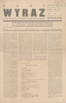 Nasz Wyraz : miesięcznik literacko-artystyczny. R. 5, [1938], nr 5, maj