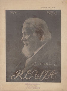 Rewia : wydawnictwo Księgarni E. Wende i Ska - Warszawa, H. Altenberg, G. Seyforth, E. Wende i Ska - Lwów, M. Niemierkiewicz - Poznań. R. 1, 1916, nr 1, 9 XI