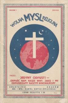 Wolna Myśl Religijna : kwartalnik. R. 1, [1936], nr 3, jesień