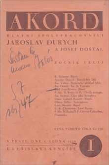 Akord. R. 3, 1930, čislo 1, ledna [styczeń]
