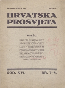 Hrvatska Prosvjeta. God 16, 1929, broj 7-8, 25 kolovoza