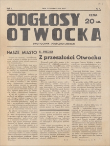 Odgłosy Otwocka : dwutygodnik społeczno-literacki. R. 1, 1939, nr 1, 23 IV