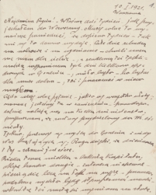 Korespondencja Emila Zegadłowicza. Listy Emila Zegadłowicza do Marii Zegadłowicz z domu Kurowskiej z roku 1921