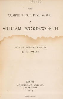 The complete poetical works of William Wordsworth