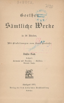 Goethes s&auml;mtliche Werke in 36 B&auml;nden. Bd. 5
