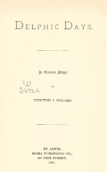 Delphic days : a Greek idyl