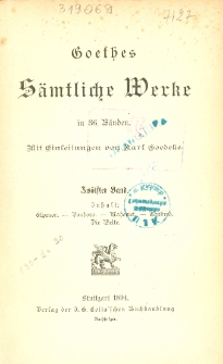 Goethes sämtliche Werke in 36 Bänden. Bd. 12