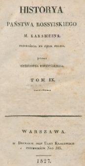 Historya państwa rossyiskiego M. Karamzina. T. 9