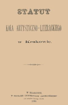 Statut Koła Artystyczno-Literackiego w Krakowie