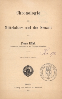Chronologie des Mittelalters und der Neuzeit