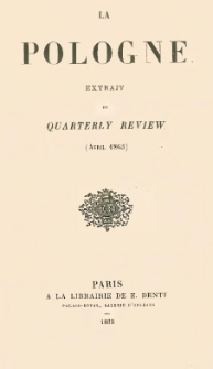 La Pologne : extrait du Quaterly Review (Avril 1863)