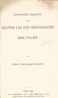 Historische Übersicht der Graphik und der Ortographie der Polen