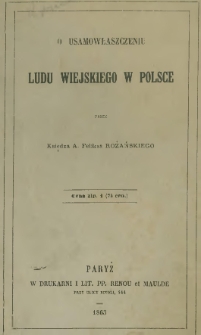 O usamowłaszczeniu ludu wiejskiego w Polsce