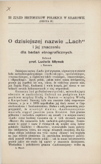 O dzisiejszej nazwie "Lach" i jej znaczeniu dla badań etnograficznych