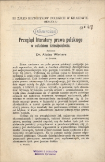 Przegląd literatury prawa polskiego w ostatniem dziesięcioleciu
