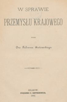 W sprawie przemysłu krajowego
