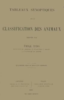 Tableaux synoptiques de la classification des animaux