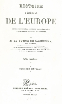 Histoire générale de l'Europe depuis les dernières années du cinquième siècle jusque vers le milieu du dix-huitième T. 7
