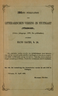 Hans Sachs. Bd. 20