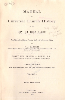 Manual of universal church history : in three volumes. Vol. 1