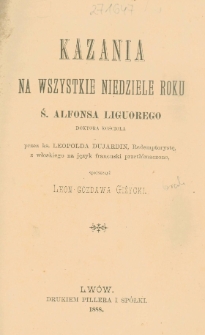 Kazania na wszystkie niedziele roku ś. Alfonsa Liguorego