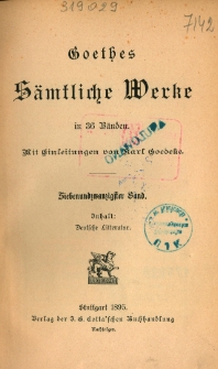Goethes sämtliche Werke in 36 Bänden Bd. 27, Deutsche Literatur