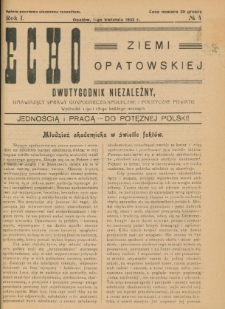 Echo Ziemi Opatowskiej : dwutygodnik niezależny, omawiający sprawy gospodarczo-społeczne i polityczne powiatu. 1932, nr 4