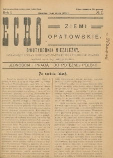 Echo Ziemi Opatowskiej : dwutygodnik niezależny, omawiający sprawy gospodarczo-społeczne i polityczne powiatu. 1932, nr 7