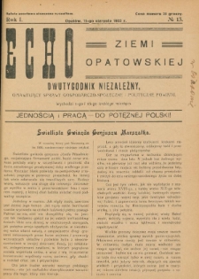 Echo Ziemi Opatowskiej : dwutygodnik niezależny, omawiający sprawy gospodarczo-społeczne i polityczne powiatu. 1932, nr 13