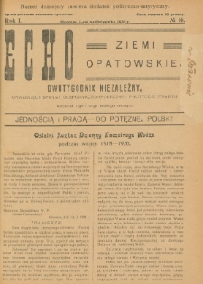 Echo Ziemi Opatowskiej : dwutygodnik niezależny, omawiający sprawy gospodarczo-społeczne i polityczne powiatu. 1932, nr 16