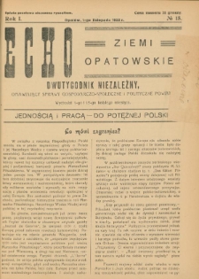 Echo Ziemi Opatowskiej : dwutygodnik niezależny, omawiający sprawy gospodarczo-społeczne i polityczne powiatu. 1932, nr 18