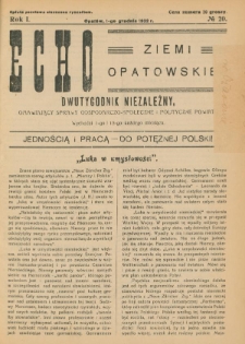 Echo Ziemi Opatowskiej : dwutygodnik niezależny, omawiający sprawy gospodarczo-społeczne i polityczne powiatu. 1932, nr 20