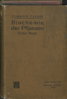 Biochemie der Pflanzen. Bd. 1