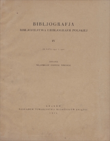 Bibliografia bibliofilstwa i bibliografii polskiej za lata 1921 i 1922