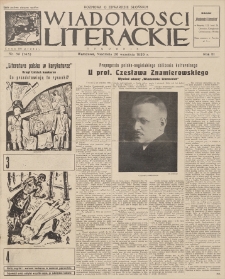 Wiadomości Literackie. R. 3, 1926, nr 39 (143), 26 IX